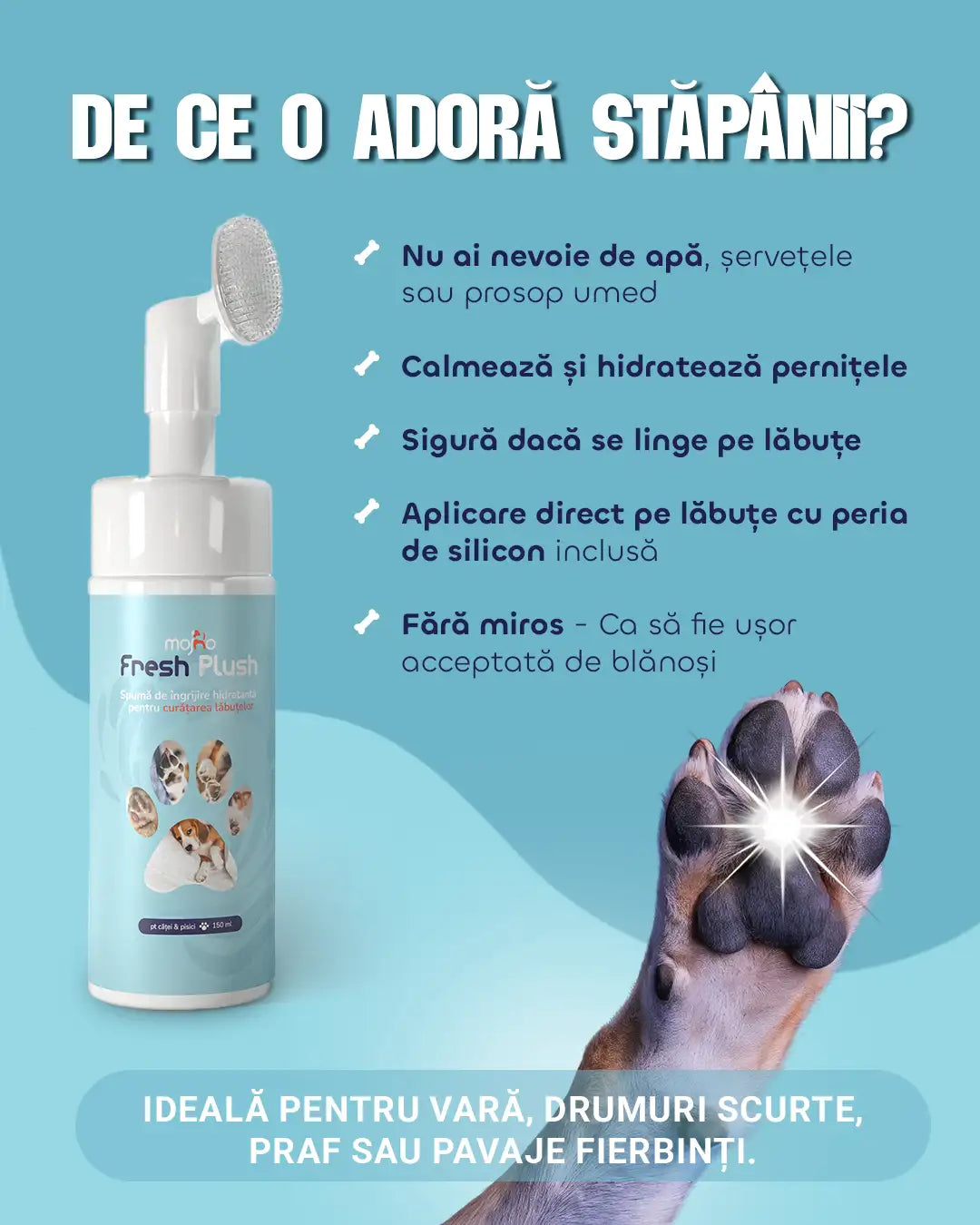 Fresh Plush - Spumă de curățare lăbuțe și blană