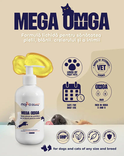 Mega Omega - Formulă lichidă pentru sănătatea pielii, blănii, creierului și a inimii