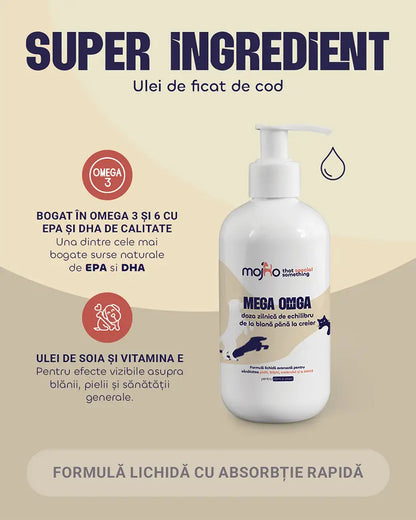 Mega Omega - Formulă lichidă pentru sănătatea pielii, blănii, creierului și a inimii