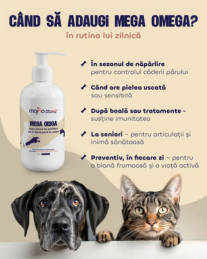 Mega Omega - Formulă lichidă pentru sănătatea pielii, blănii, creierului și a inimii