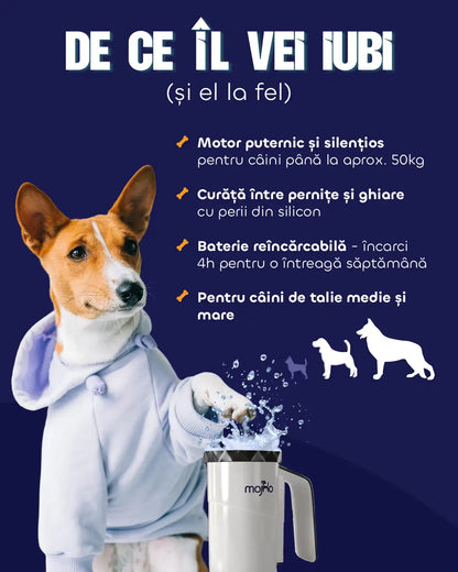 Spin Buddy Max - curățător automat de lăbuțe, câini talie medie și mare
